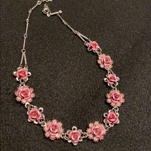 Rose necklace, 17 1/2 inch adjustable necklace